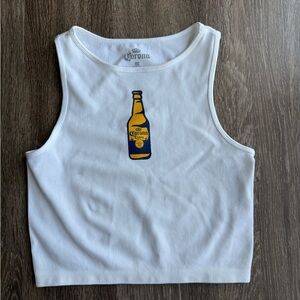 Corona White Ribbed Tank